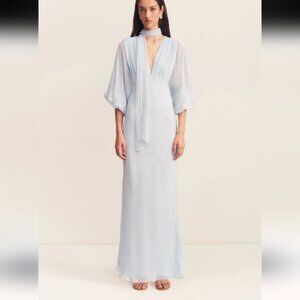 Shonajoy amina plunge balloon sleeve maxi dress - sky open to offers
